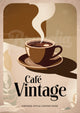 Affiche Tasse de Café Fumante Style Rétro Art Déco