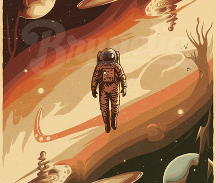 Affiche vintage astronaute rétro