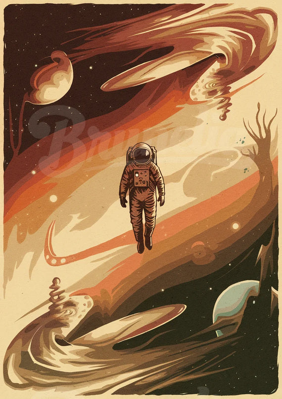 Affiche vintage astronaute rétro