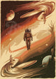 Affiche astronaute exploration spatiale rétrofuturiste