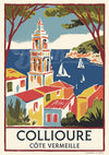 Affiche Collioure clocher Notre-Dame voiliers Vermeille