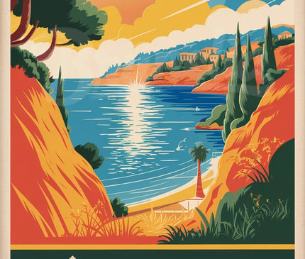 Affiche vintage ciel bleu azur