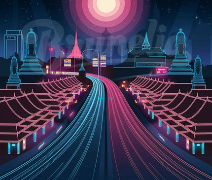 Affiche ambiance nocturne vintage Bangkok