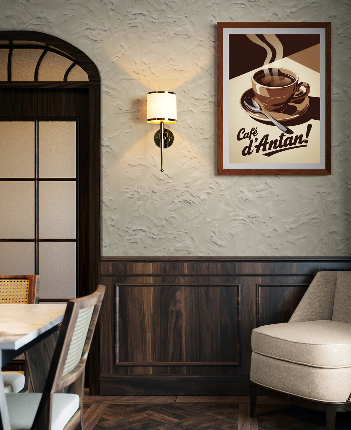 Affiche vintage café et cuillère en argent