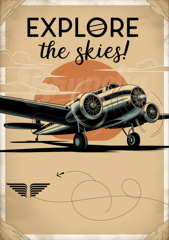 affiche avion vintage