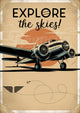 Affiche aviation rétro explore les cieux années 30