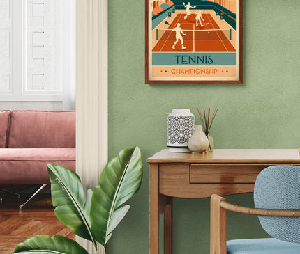 Affiche vintage compétition de tennis