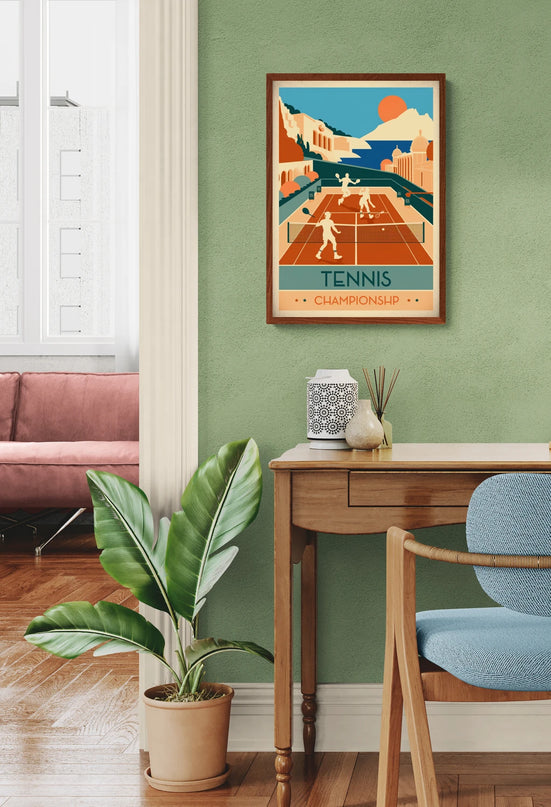 Affiche vintage compétition de tennis