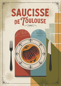 Affiche Saucisse de Toulouse style Art déco rétro