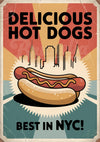 Affiche hot dog New York style rétro vintage