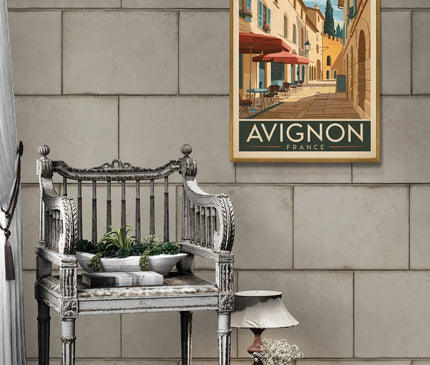 Affiche ruelles anciennes Avignon rétro