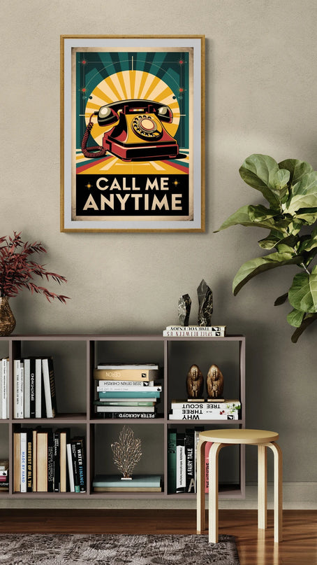 Affiche vintage combiné téléphonique filaire