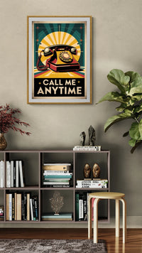 Affiche téléphone rétro Call me anytime