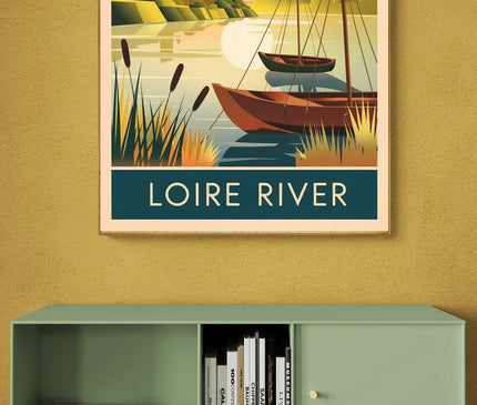 Affiche vintage coucher de soleil sur la Loire