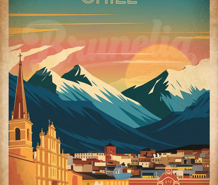 Affiche vintage Santiago du Chili