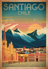 Affiche Santiago Chili style Art Déco rétro