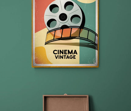 Affiche vintage bobine de film rétro