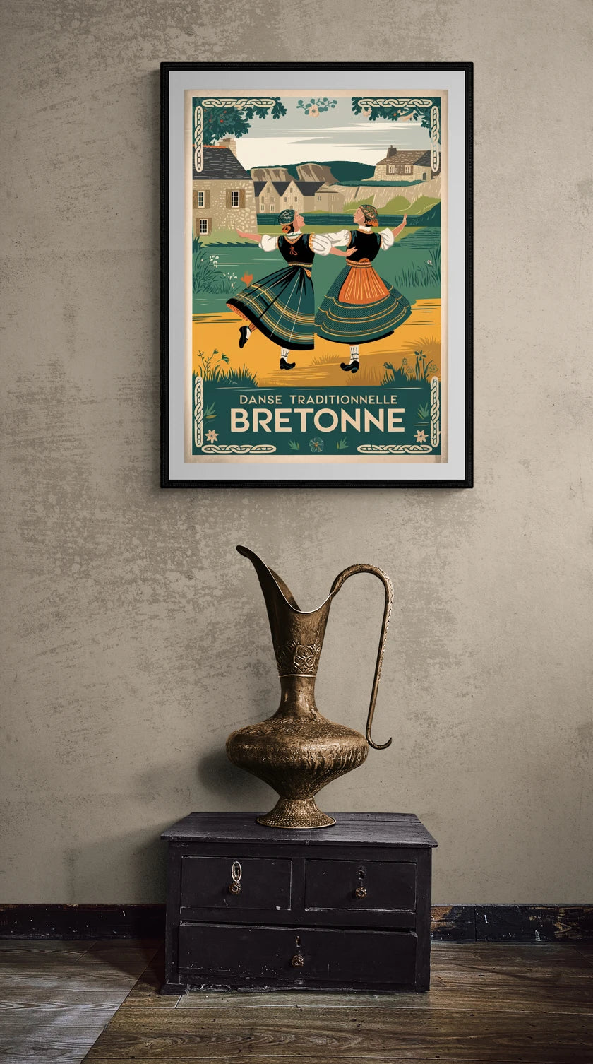 Affiche vintage danse bretonne