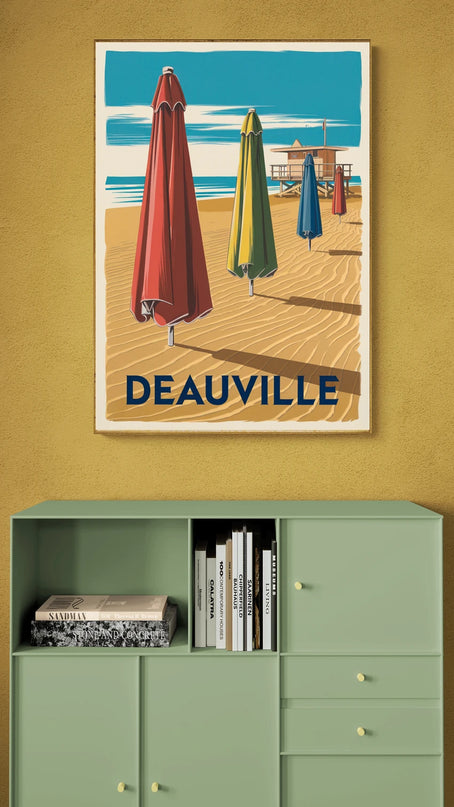 Affiche parasols rétro Deauville