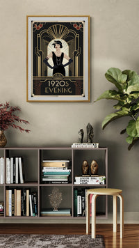 Affiche soirée glamour années 1920 femme Art Déco