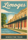 Affiche Limoges train Bénédictine style Art déco