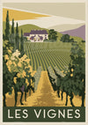 Affiche Les Vignes paysage viticole Art Déco