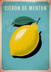 Affiche Menton style rétro années 50 Citron