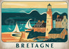 Affiche Phare côtier voiliers art déco Bretagne