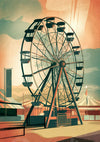 Affiche grande roue parc d'attractions rétro