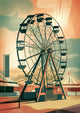 Affiche grande roue parc d'attractions rétro