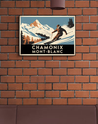 Affiche Chamonix Mont-Blanc skieur Art déco