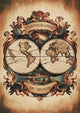 Affiche planisphère hémisphères chérubins cartographie