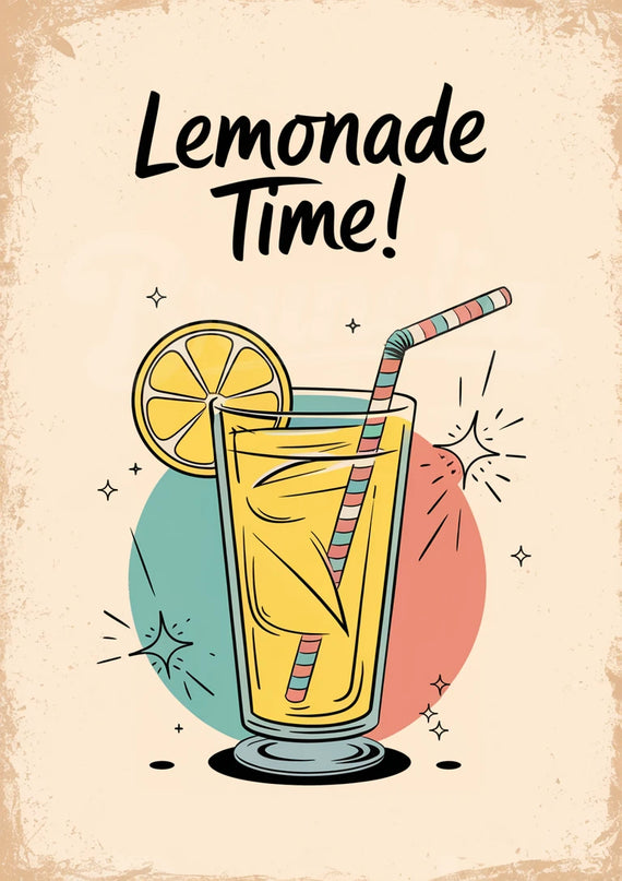 Affiche verre limonade rétro