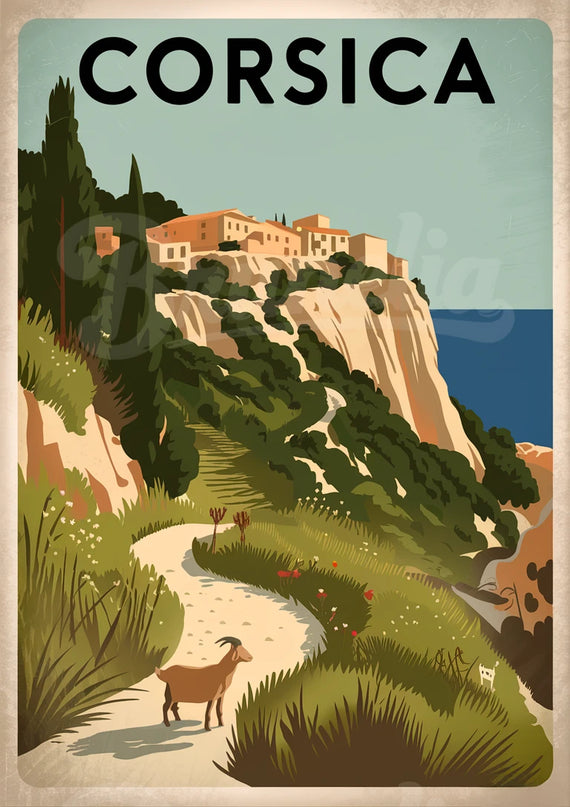 Affiche vintage maquis corse