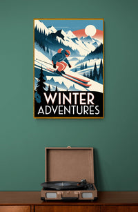 Affiche de ski alpin rétro année 1930
