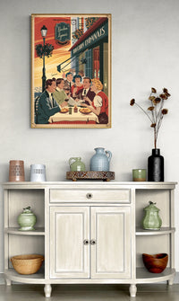 Affiche Bouchon Lyonnais restaurant années 1930