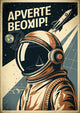 Affiche astronaute cosmonaute style rétro futuriste