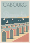 Affiche Cabourg cabines de plage colorées années 30
