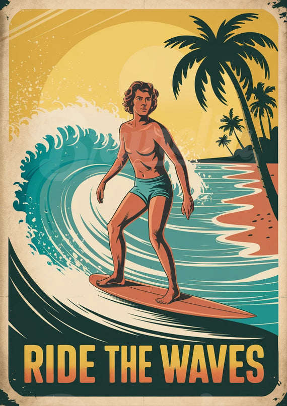 Affiche vintage surf old school
