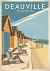 Affiche Deauville cabines de plage rétro années 30