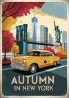 Affiche Taxi jaune à New York automne