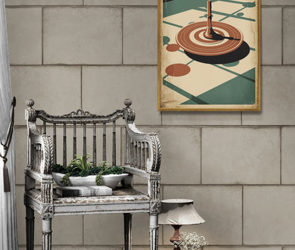Affiche sol de jeu toupie vintage