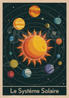 Affiche Le Système Solaire planètes orbites bleu nuit
