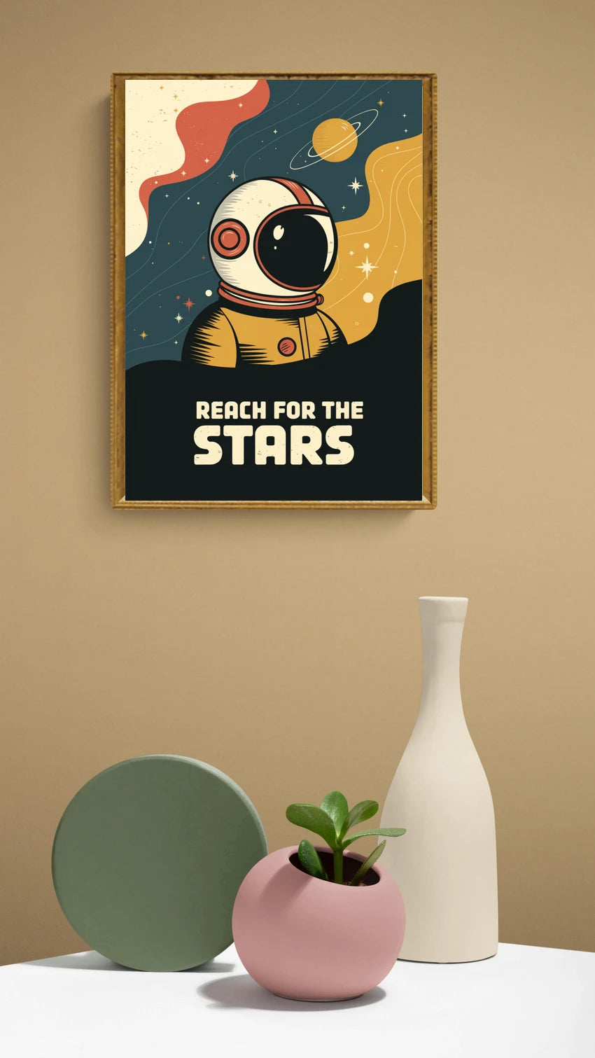 Affiche vintage casque spatial rétro