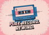 Affiche cassette audio rétro Play Record Rewind