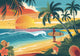 Affiche surfeur coucher de soleil tropical