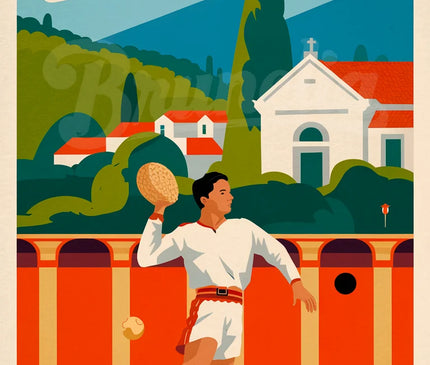 Affiche vintage fronton de pelote basque