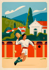 Affiche joueur et village basque vintage