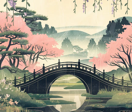 Affiche pont japonais rétro