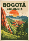 Affiche Bogotá Colombie paysage montagneux Art Déco